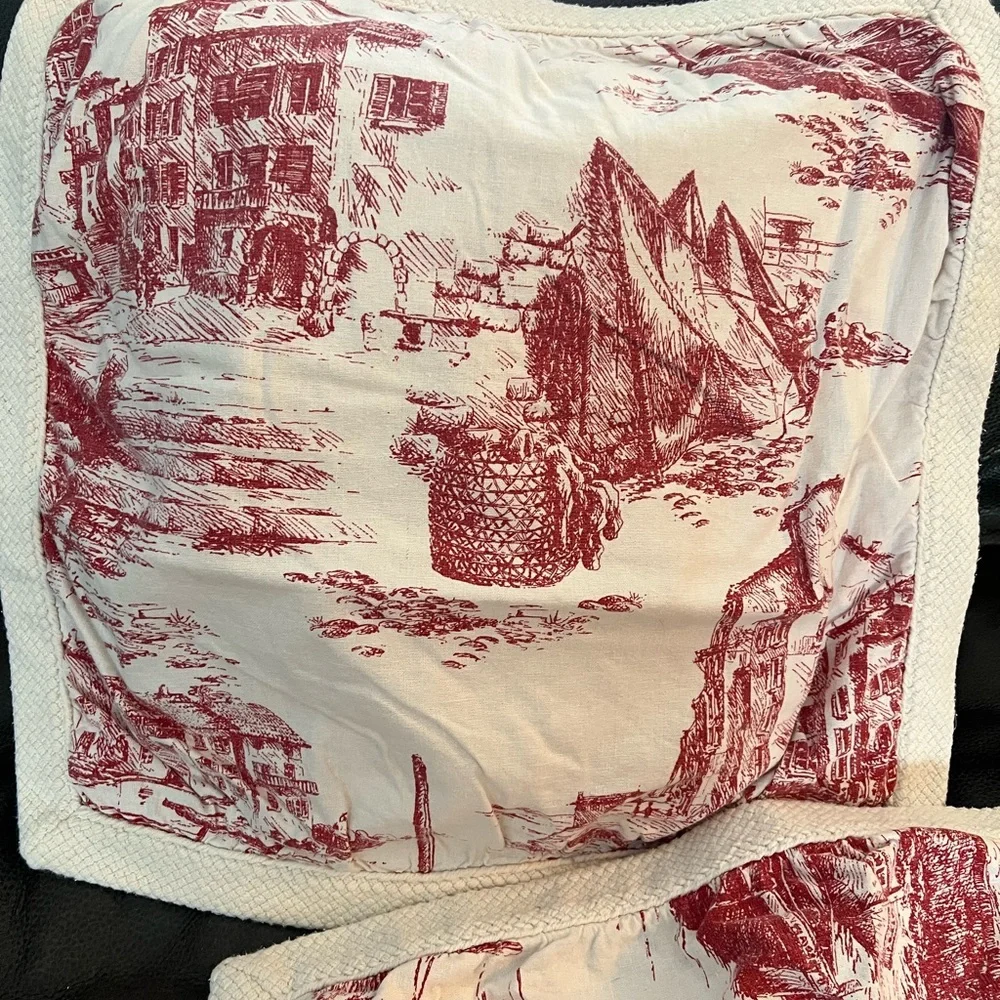 Pottery Barn Red and White Toile Pillow Covers​